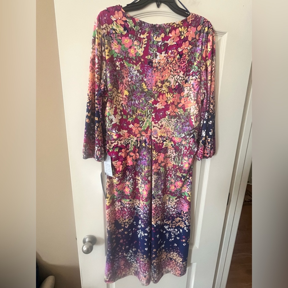 London Times Floral V-Neck Midi Dress in Multicolor Women’s size 16 - Picture 8 of 16